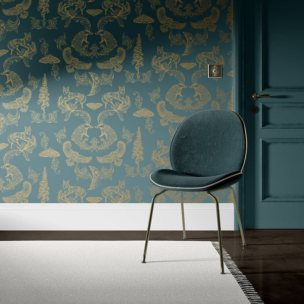 Dipped in Moonlight Wallpaper Metallic Gold & Teal