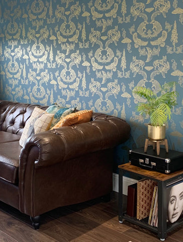 Dipped in Moonlight Wallpaper Metallic Gold & Teal