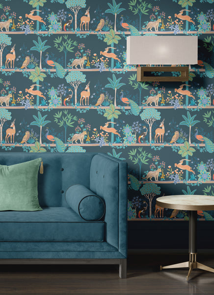 Exotic Fresco Wallpaper Teal