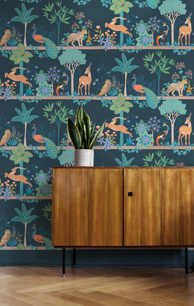 Exotic Fresco Wallpaper Teal