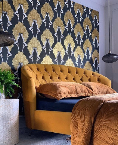 Showgirls Wallpaper Metallic Gold & Black