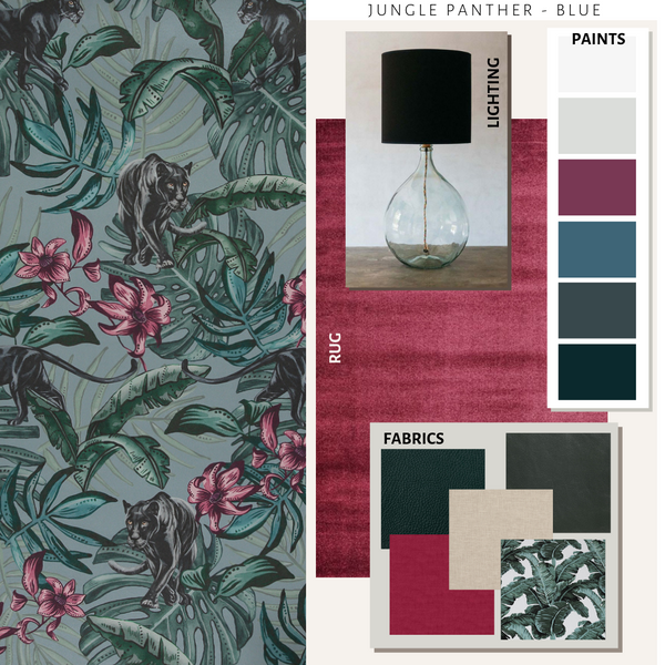 Jungle Panther Wallpaper Blue