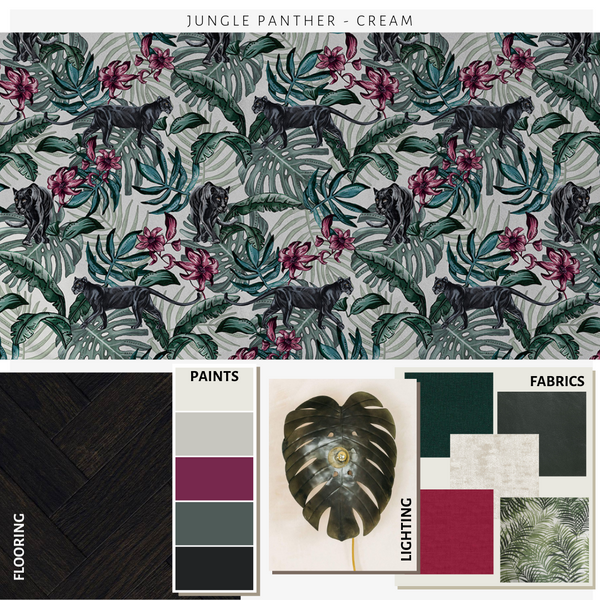 Jungle Panther Wallpaper Cream