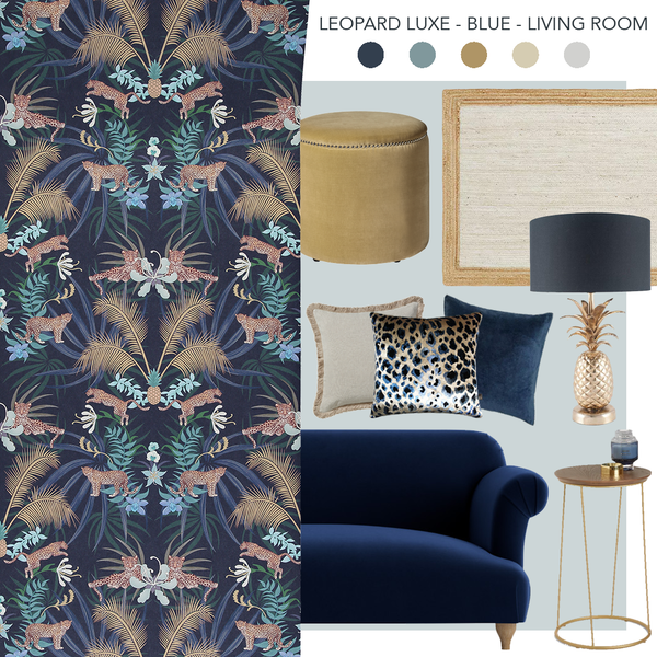Leopard Luxe Wallpaper Blue