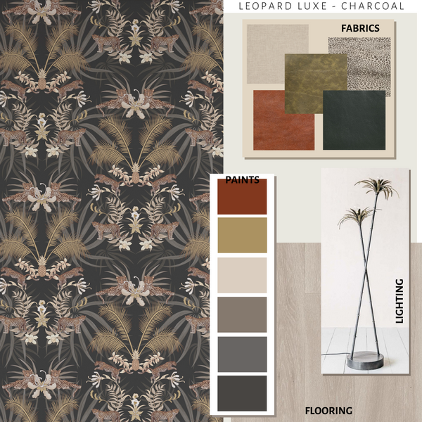 Leopard Luxe Wallpaper Charcoal