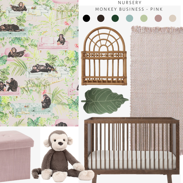 Monkey Business Wallpaper Pink