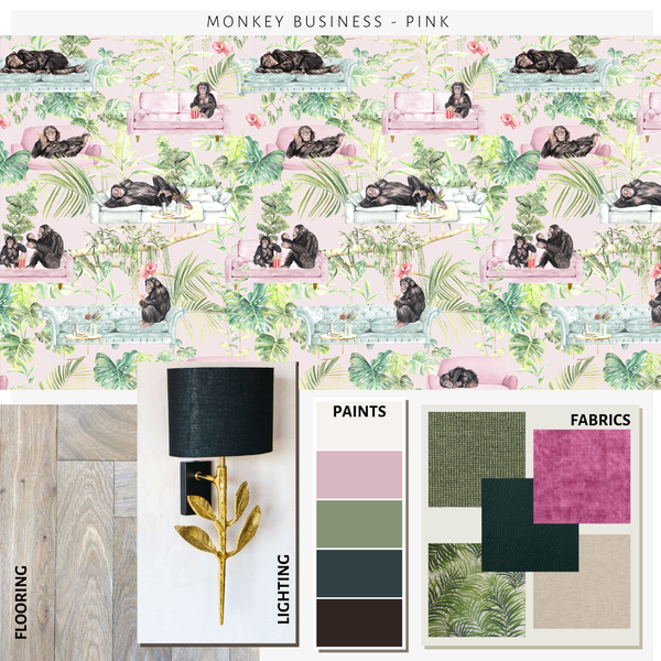Monkey Business Wallpaper Pink
