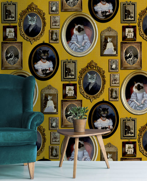 A Cavalcade of Cats Wallpaper Mustard