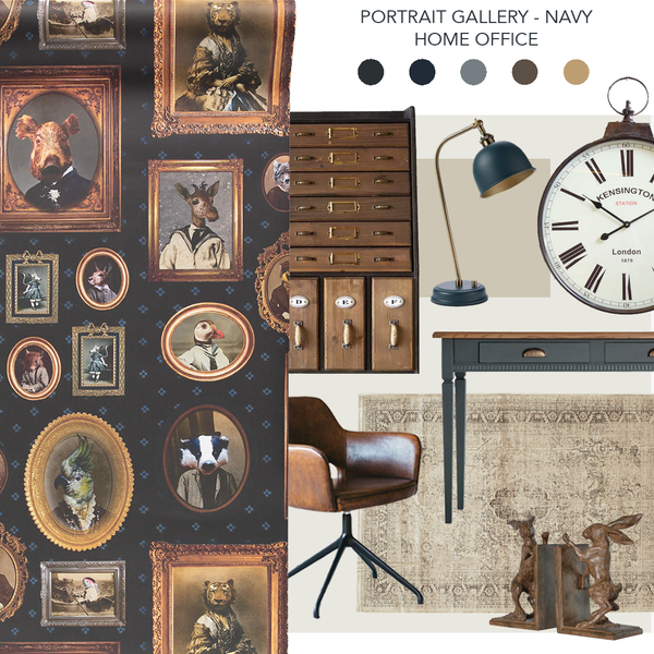 Portrait Gallery Wallpaper Navy