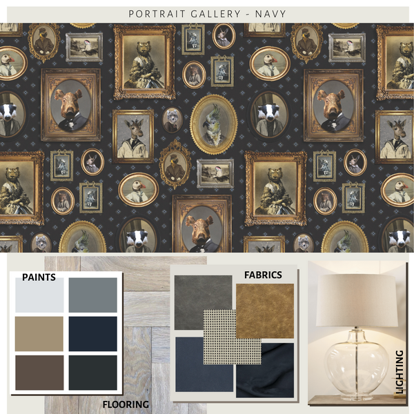 Portrait Gallery Wallpaper Navy