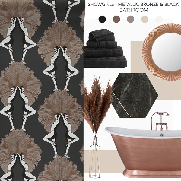 Showgirls Wallpaper Metallic Bronze & Black