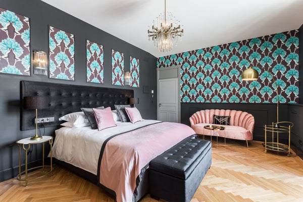 Showgirls Wallpaper Metallic Teal & Black