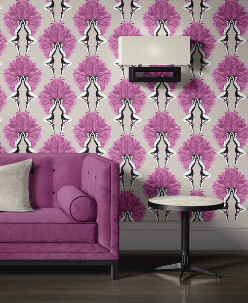 Showgirls Wallpaper Metallic Pink & Cream
