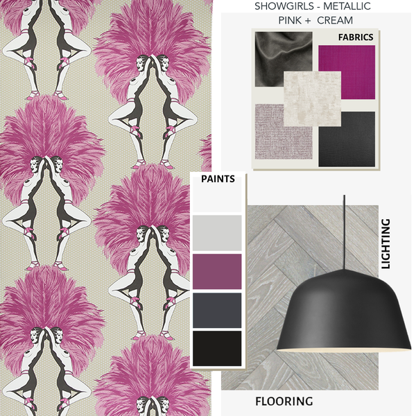 Showgirls Wallpaper Metallic Pink & Cream