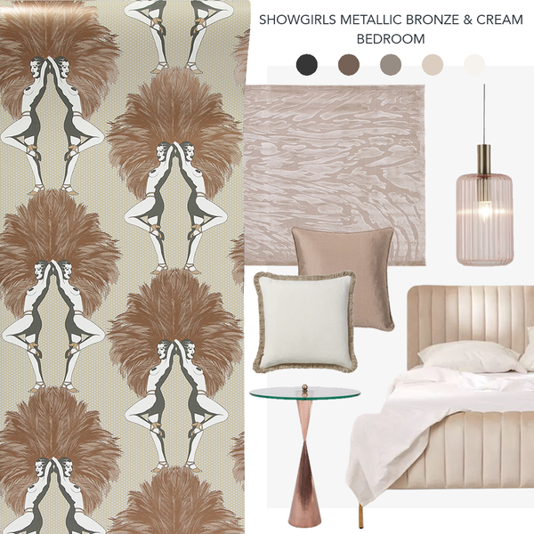 Showgirls Wallpaper Metallic Bronze & Cream