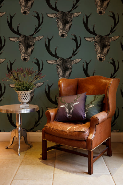 Stag Wallpaper Teal