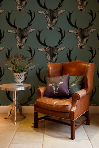 Stag Wallpaper Teal