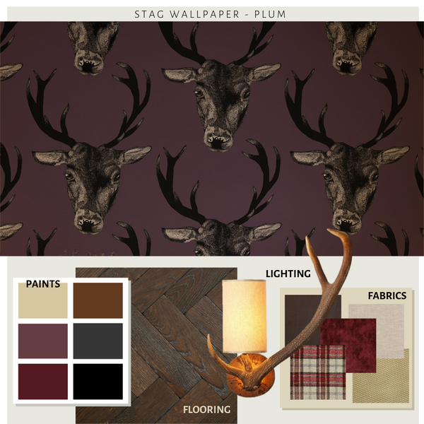 Stag Wallpaper Plum