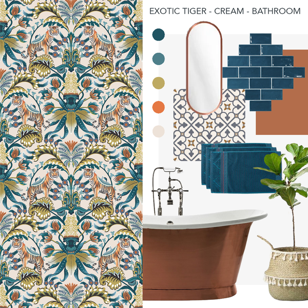 Exotic Tiger Wallpaper Cream Stone