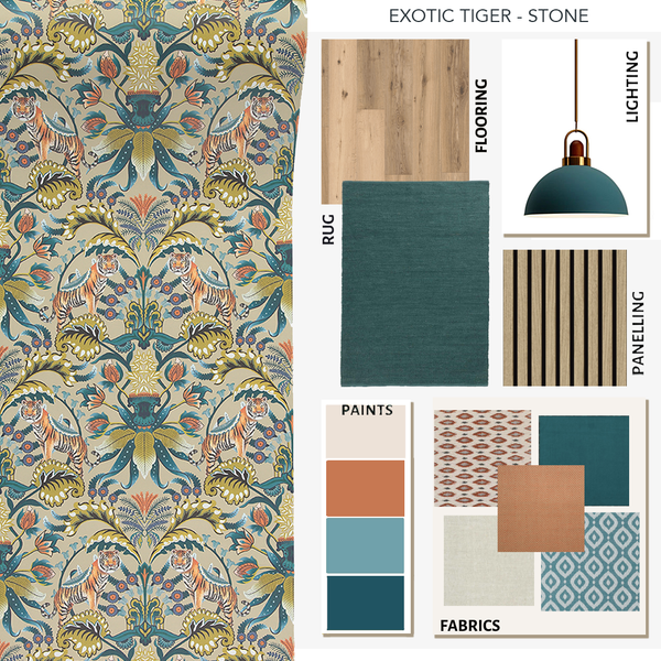 Exotic Tiger Wallpaper Cream Stone