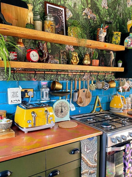 Tiger & Temple Wallpaper Green