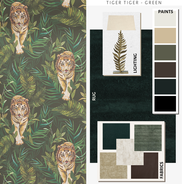 Tiger Tiger Wallpaper Green