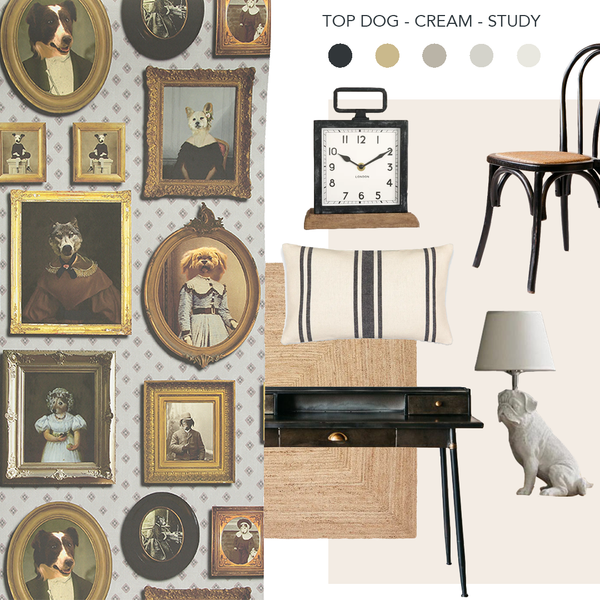 Top Dog Wallpaper Cream
