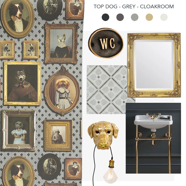 Top Dog Wallpaper Grey