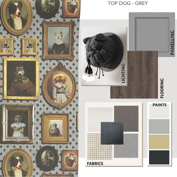 Top Dog Wallpaper Grey