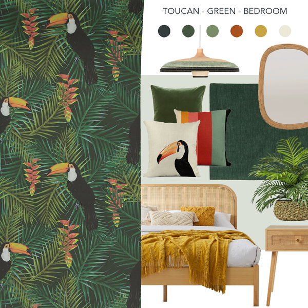 Toucan Wallpaper Green