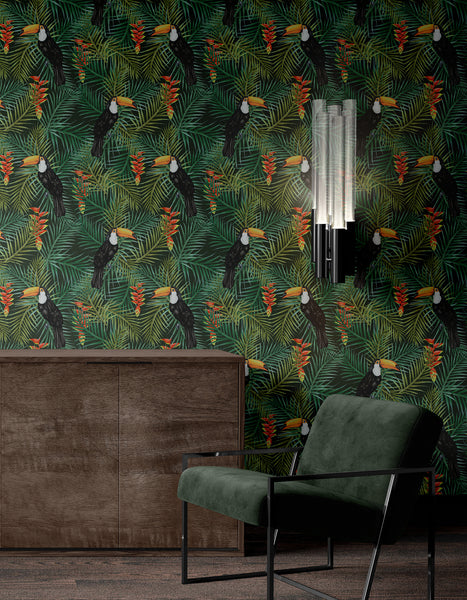 Toucan Wallpaper Green