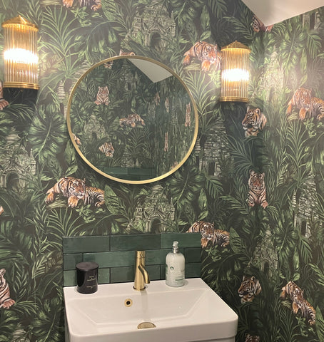 Tiger & Temple Wallpaper Green