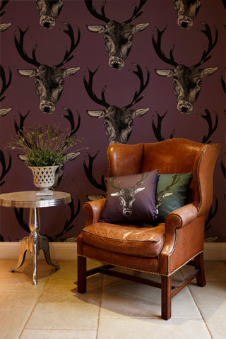 Stag Wallpaper Plum